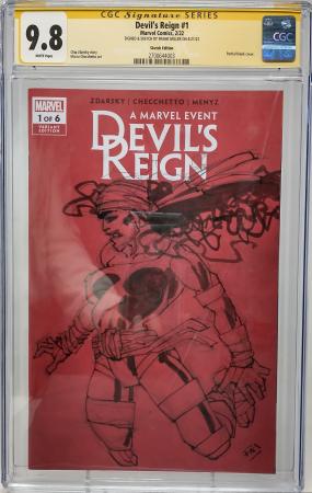 DEVILS REIGN #1 - MARVEL 2022 - CGC 9.8 - FRANK MILLER SIGNED SKETCH B