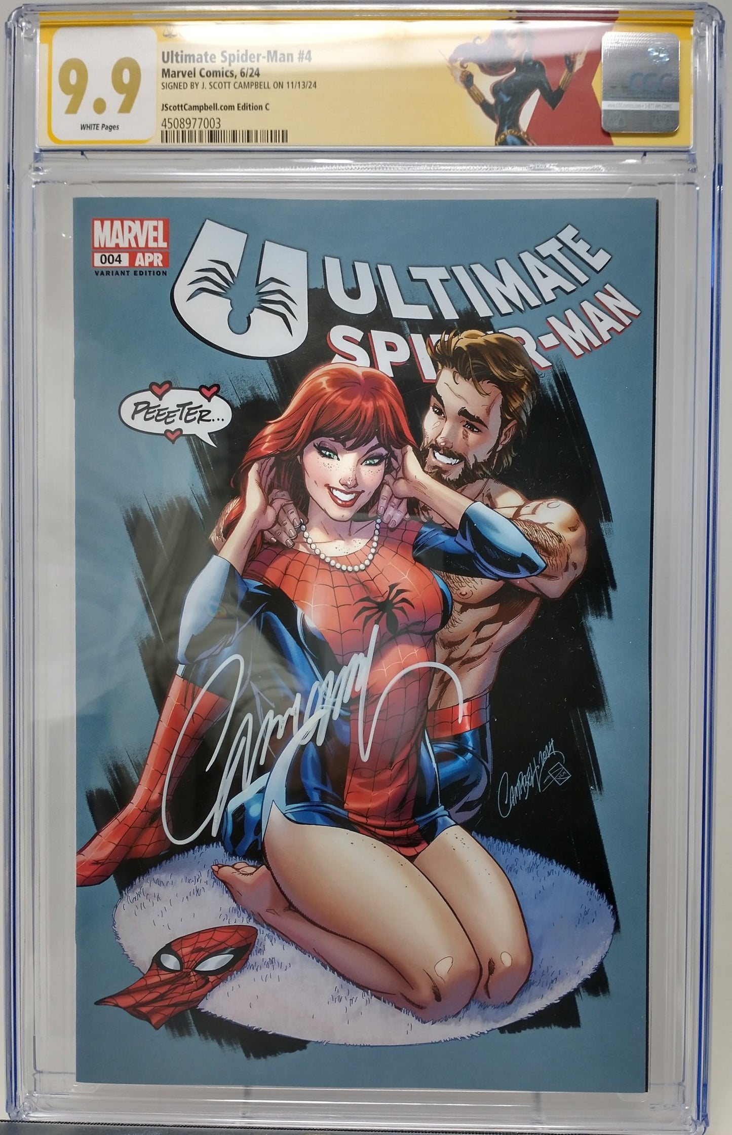 ULTIMATE SPIDER-MAN #4 - MARVEL 2024 - CGC 9.9 - SIGNED SCOTT CAMPBELL, WEBSTORE EXCLUSIVE