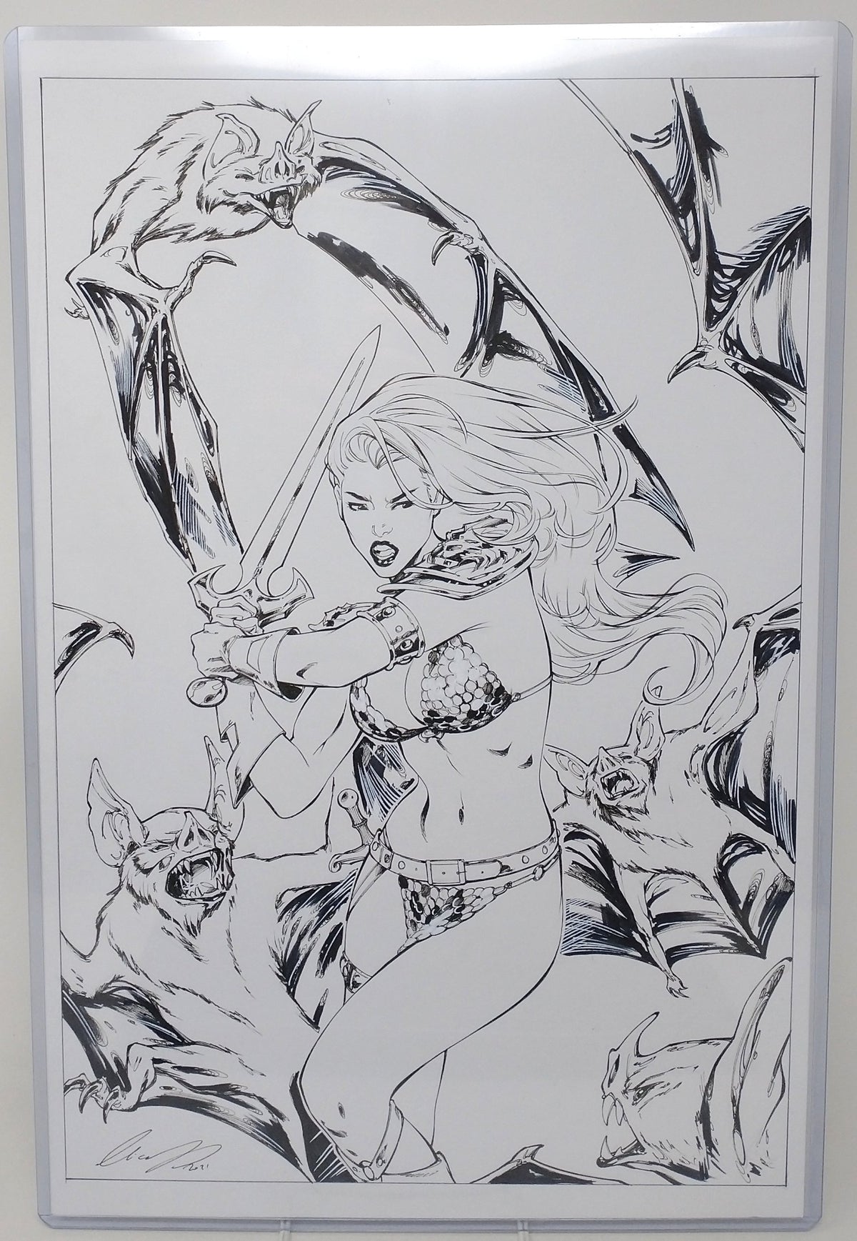 RED SONJA ORIGINAL ART SKETCH BY ELIAS CHATZOUDIS