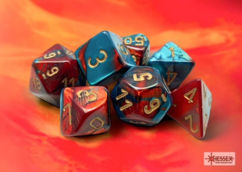 CHX GEMINI 7 DIE RED-TEAL / GOLD DICE