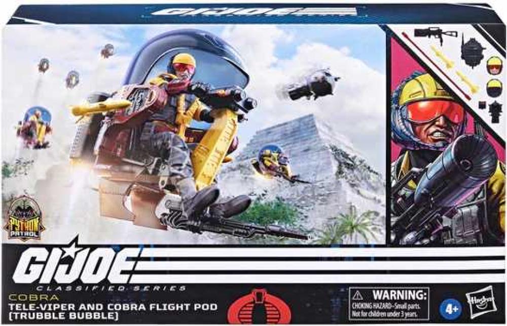 GI JOE CLASSIFIED XLARGE TELE-VIPER AND COBRA FLIGHT POD TRUBBLE BUBBLE PYTHON PATROL 6IN AF