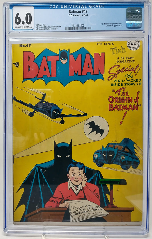 BATMAN #47 - DC 1948 - CGC 6.0 - ORIGIN OF BATMAN