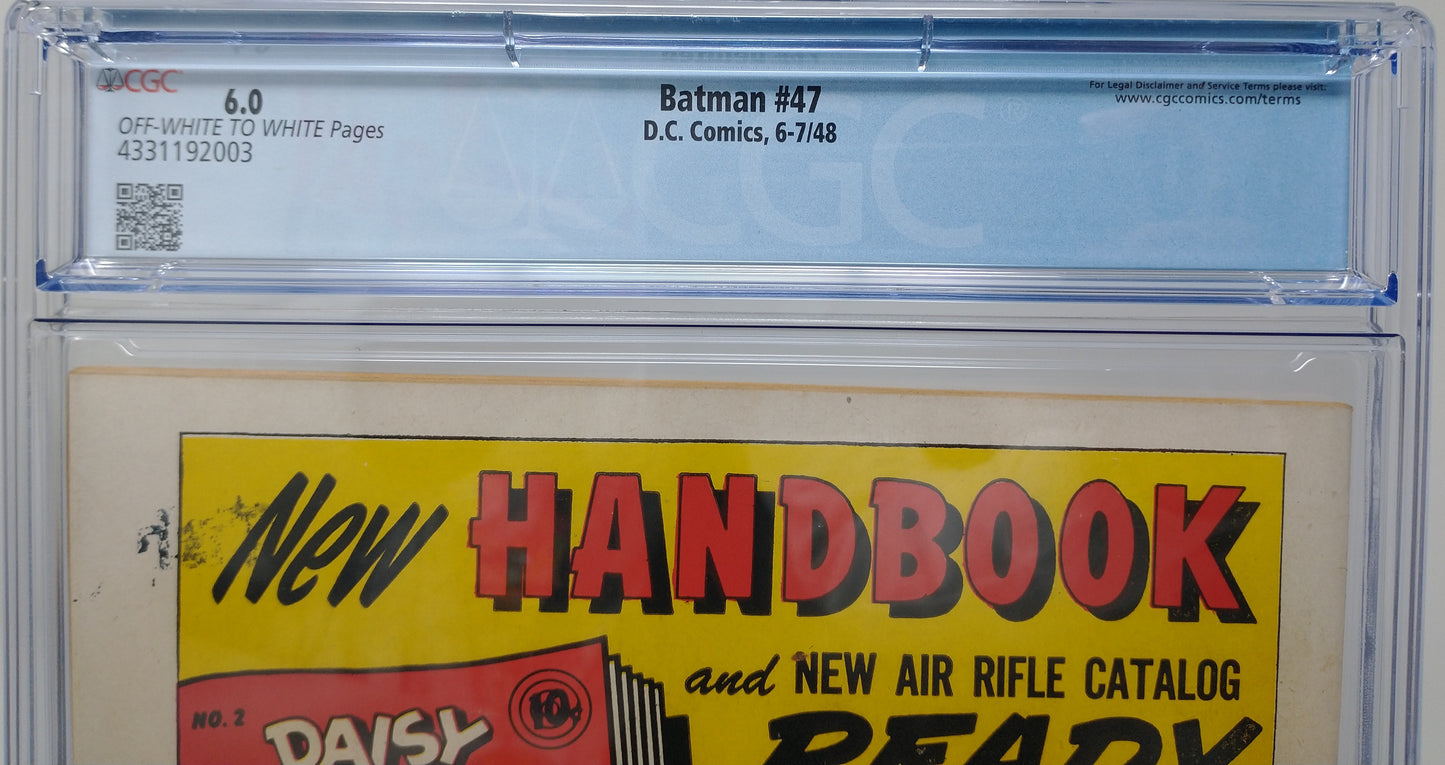 BATMAN #47 - DC 1948 - CGC 6.0 - ORIGIN OF BATMAN