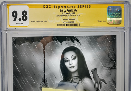 ZIRTY GIRLZ #2 - Z COMICZ 2022 - CGC 9.8 - MORTICIA TOPLESS CVR SIGNED NATHAN SZERDY