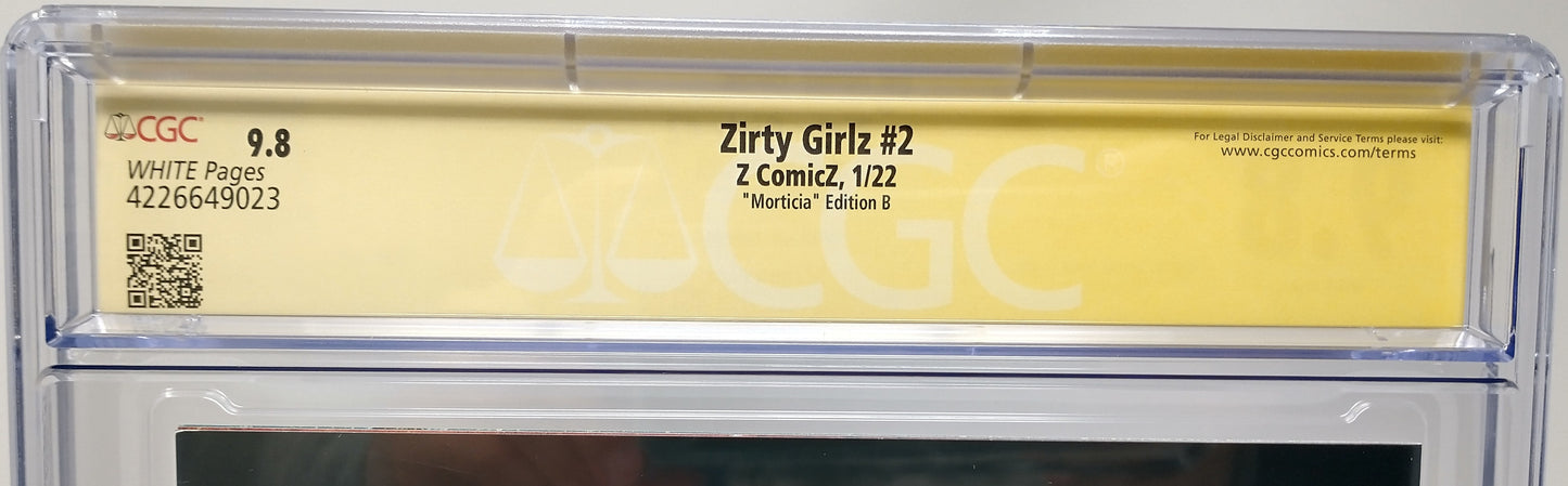ZIRTY GIRLZ #2 - Z COMICZ 2022 - CGC 9.8 - MORTICIA TOPLESS CVR SIGNED NATHAN SZERDY