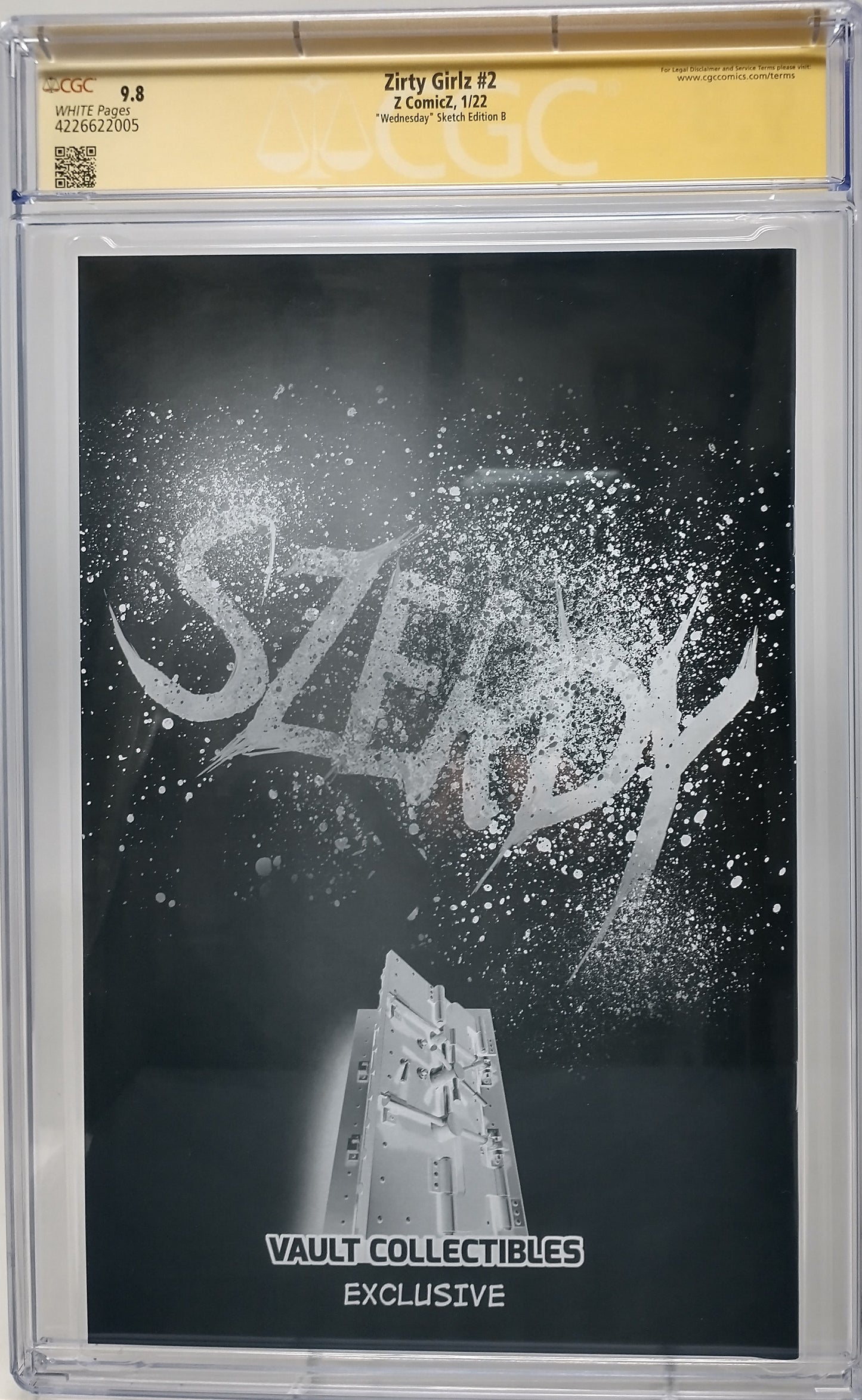 ZIRTY GIRLZ #2 - Z COMICZ 2022 - CGC 9.8 - WEDNESDAY TOPLESS B&W NATHAN SZERDY