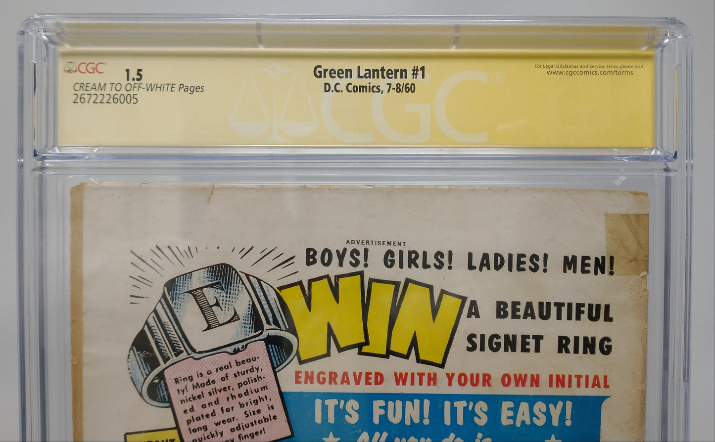 GREEN LANTERN #1 - DC 1960 - CGC 1.5 - 1ST GUARDIANS OF THE UNIVERSE, SIGNED