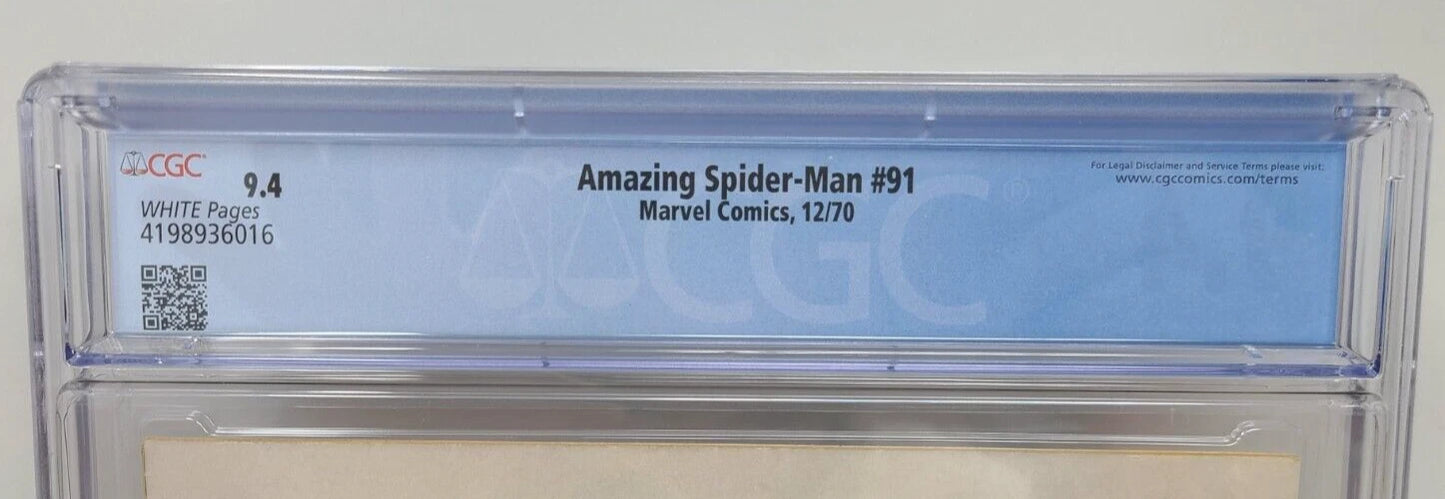 AMAZING SPIDER-MAN #91 - MARVEL 1970 - CGC 9.4 - FUNERAL OF GEORGE STACY