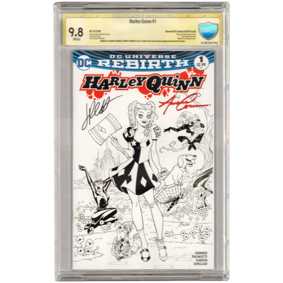 HARLEY QUINN #1 CBCS 9.8 EMERALD CITY EXCLUSIVE COVER - SIGNED - BLACK AND WHITE VARIANT-10