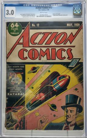 ACTION COMICS #12 - DC 1939 - CGC 3.0 - DETECTIVE COMICS AD