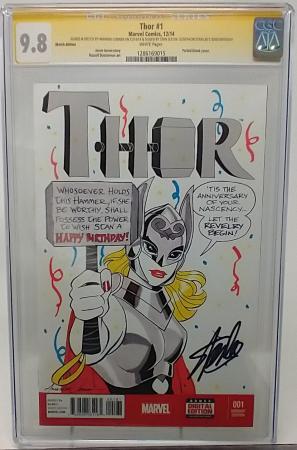 THOR #1 - MARVEL 2014 - CGC 9.8 - AMANDA CONNER SIGNED SKETCH
