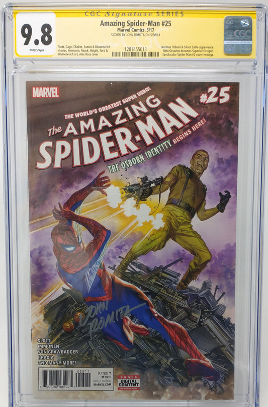 AMAZING SPIDER-MAN #25 - MARVEL 2017 - CGC 9.8 - SIGNED JOHN ROMITA