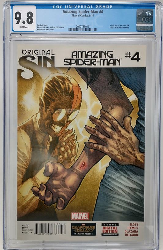 AMAZING SPIDER-MAN #4 - MARVEL 2014 - CGC 9.8 - 1ST SILK APPEARANCE