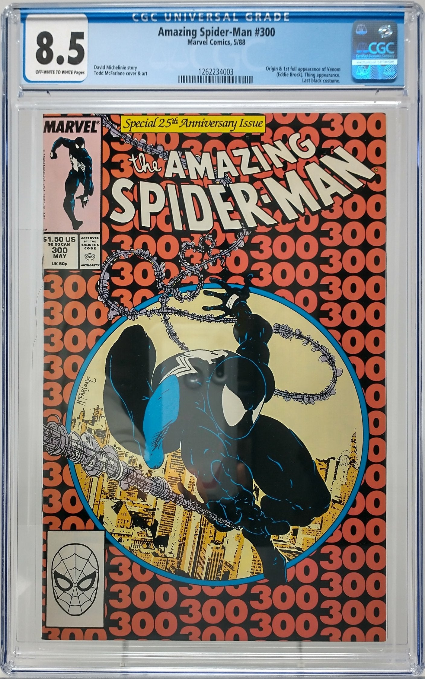 AMAZING SPIDER-MAN #300 - MARVEL 1988 - CGC 8.5 - 1ST VENOM, BLACK SUIT