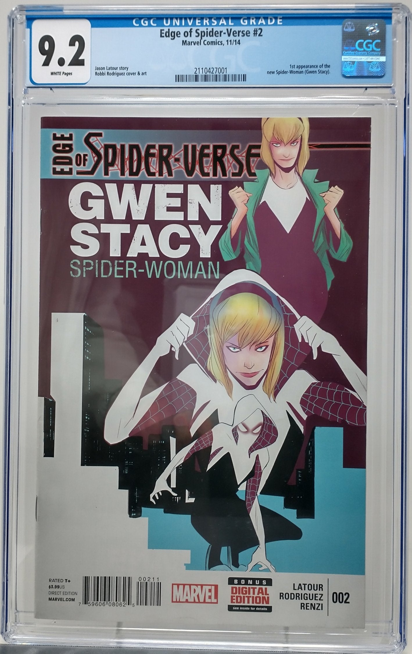 EDGE OF THE SPIDER-VERSE #2 - MARVEL 2014 - CGC 9.2 - 1ST SPIDER-GWEN