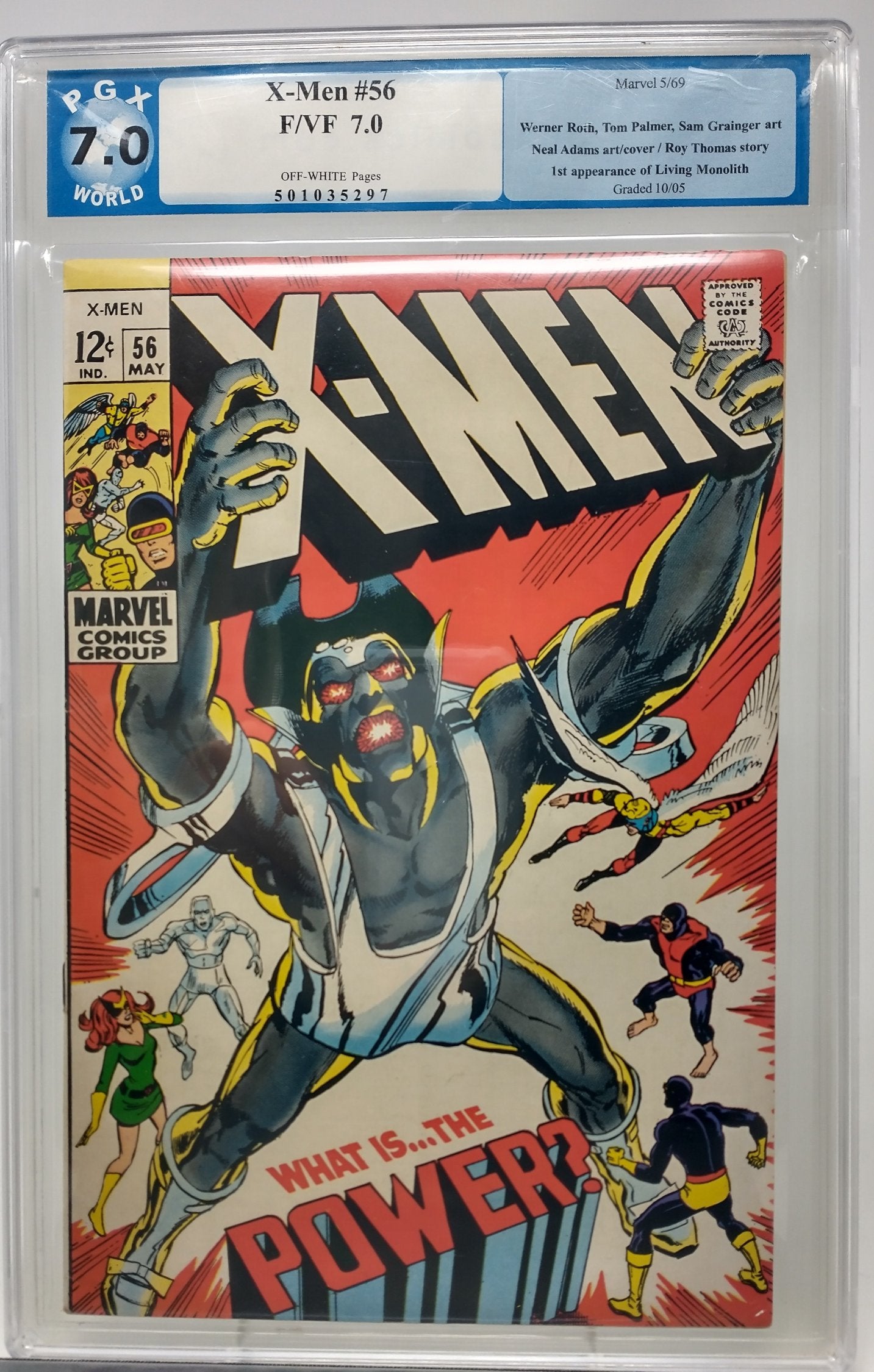 X-MEN #56 - MARVEL 1969 - PGX 7.0 - 1ST LIVING MONOLITH