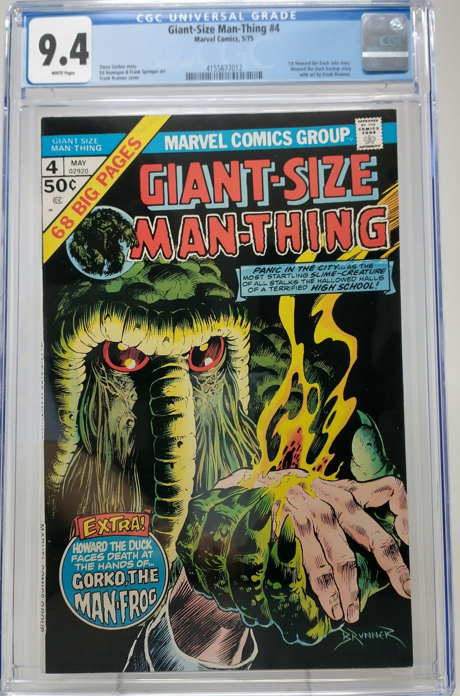 GIANT-SIZE MAN-THING #4 - MARVEL 1975 - CGC 9.4 - 1ST SOLO HOWARD THE DUCK