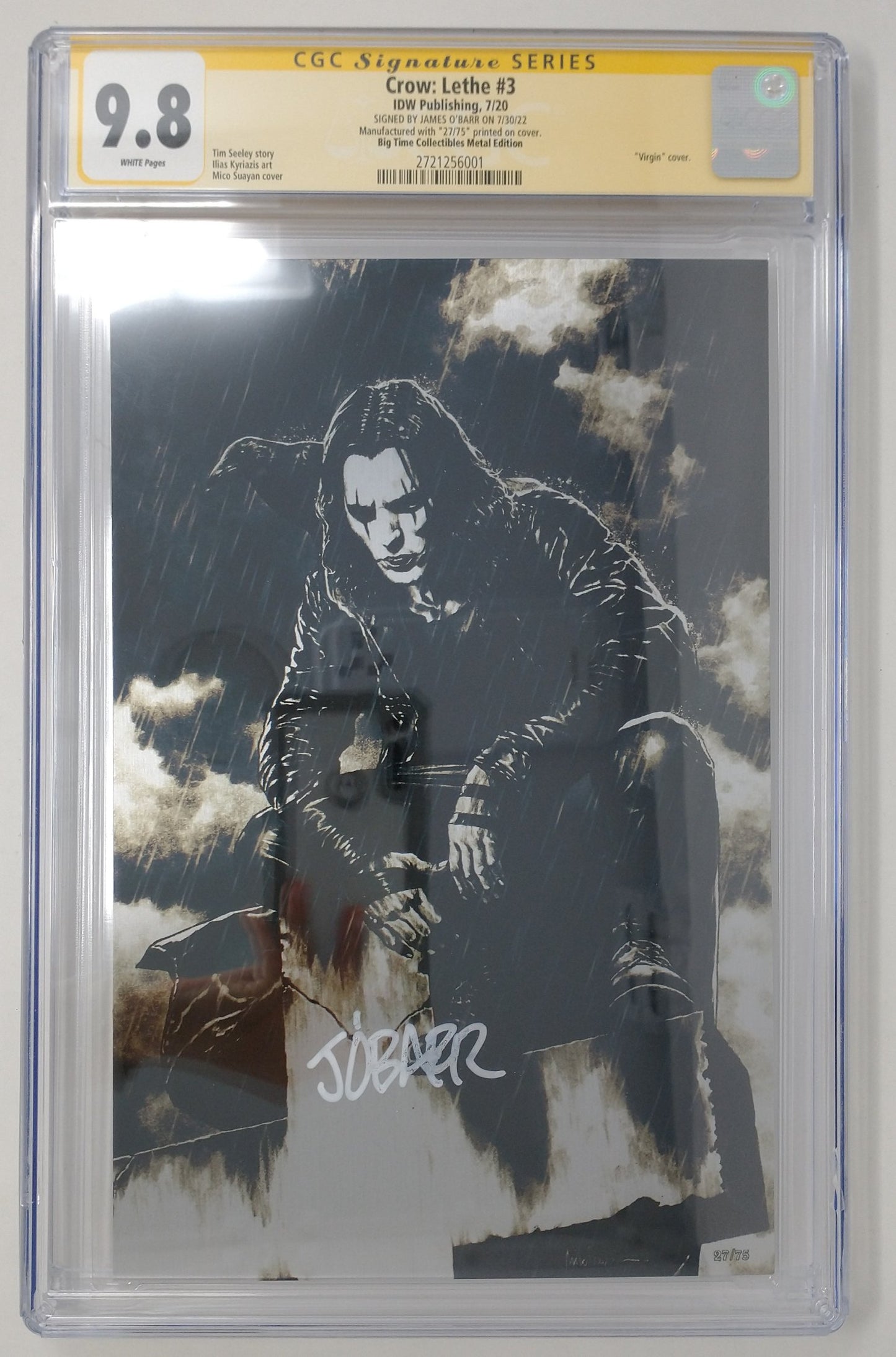 CROW: LETHE #3 - IDW 2020 - CGC 9.8 - SIGNED METAL VARIANT JAMES O'BARR
