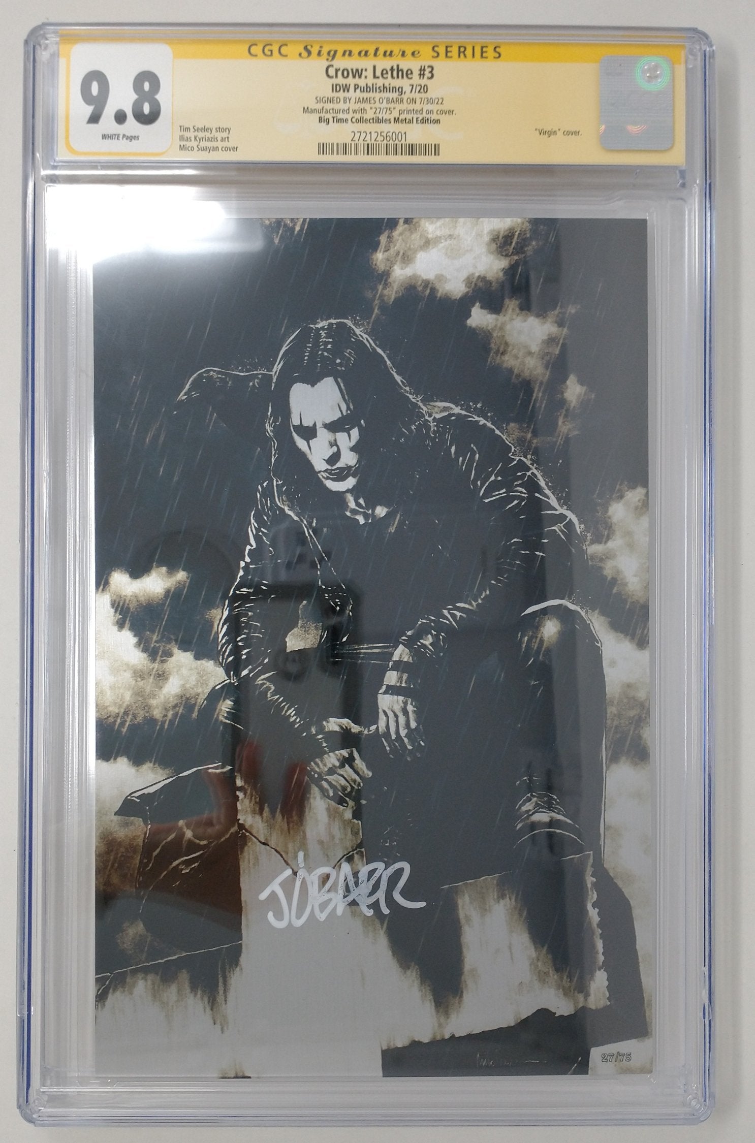 CROW: LETHE #3 - IDW 2020 - CGC 9.8 - SIGNED METAL VARIANT JAMES O'BARR
