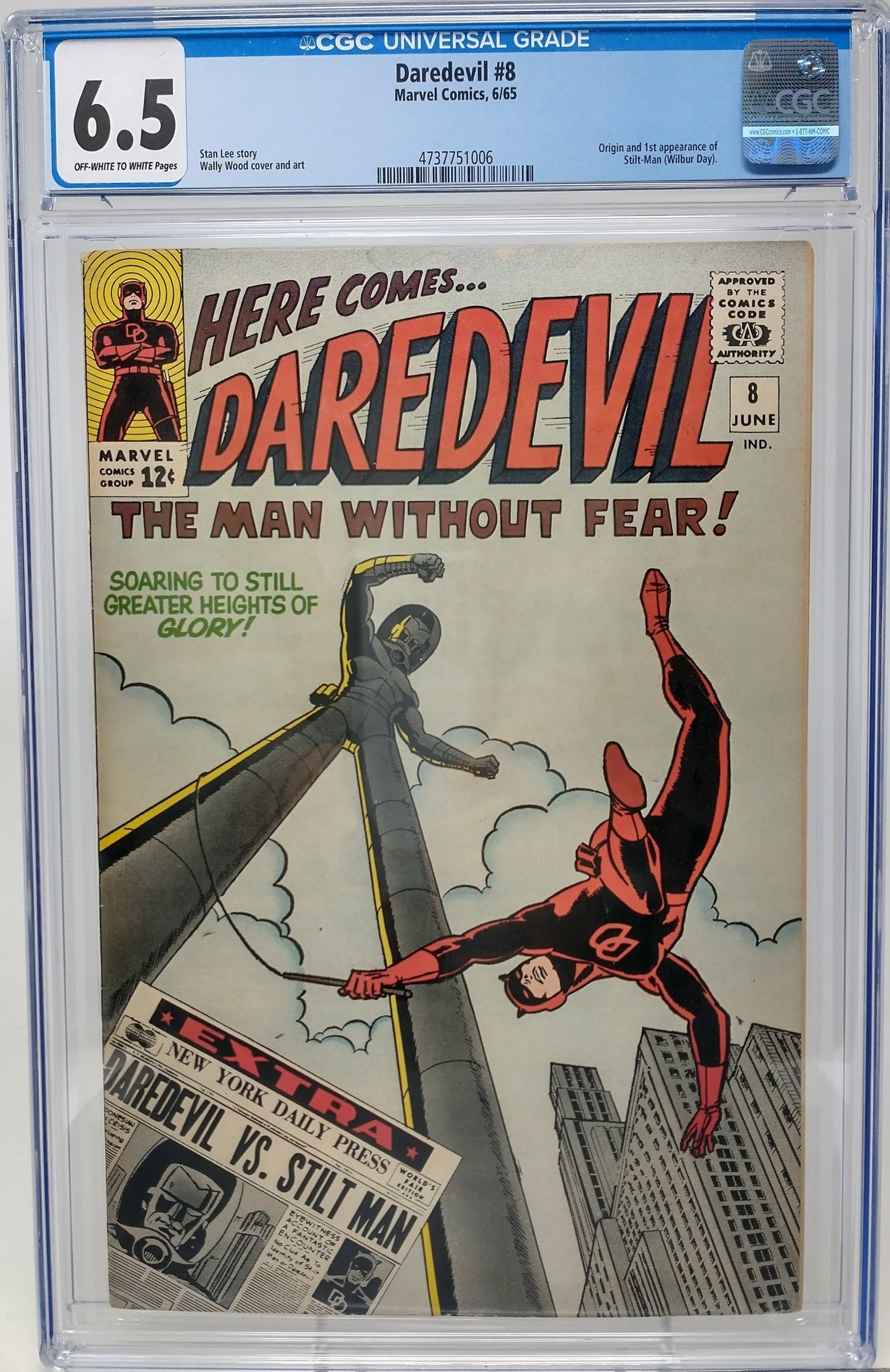 DAREDEVIL #8 - MARVEL 1965 - CGC 6.5 - 1ST STILT-MAN APPEARANCE