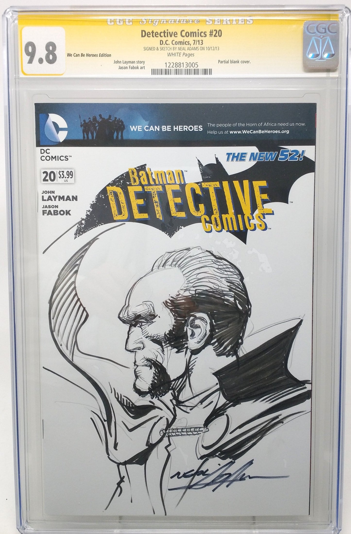 DETECTIVE COMICS #20 - DC 2013 - CGC 9.8 - SIGNED SKETCH BY NEAL ADAMS