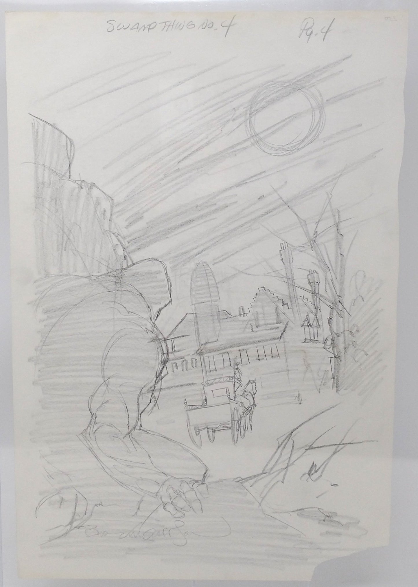 SWAMP THING #4 PRELIMINARY SKETCH BY BERNIE WRIGHTSON ORIGINAL ART