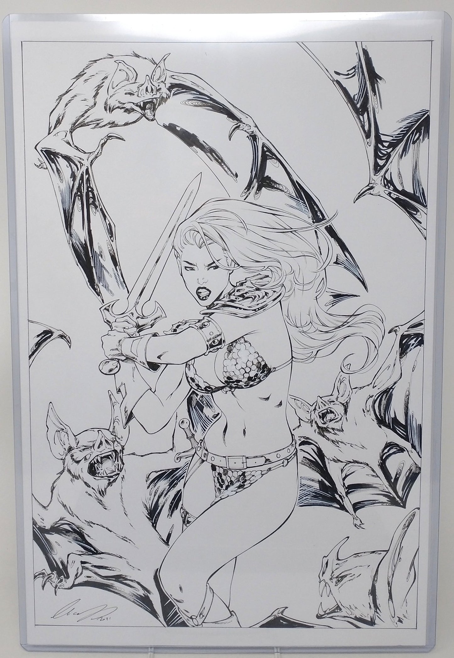 RED SONJA ORIGINAL ART SKETCH BY ELIAS CHATZOUDIS