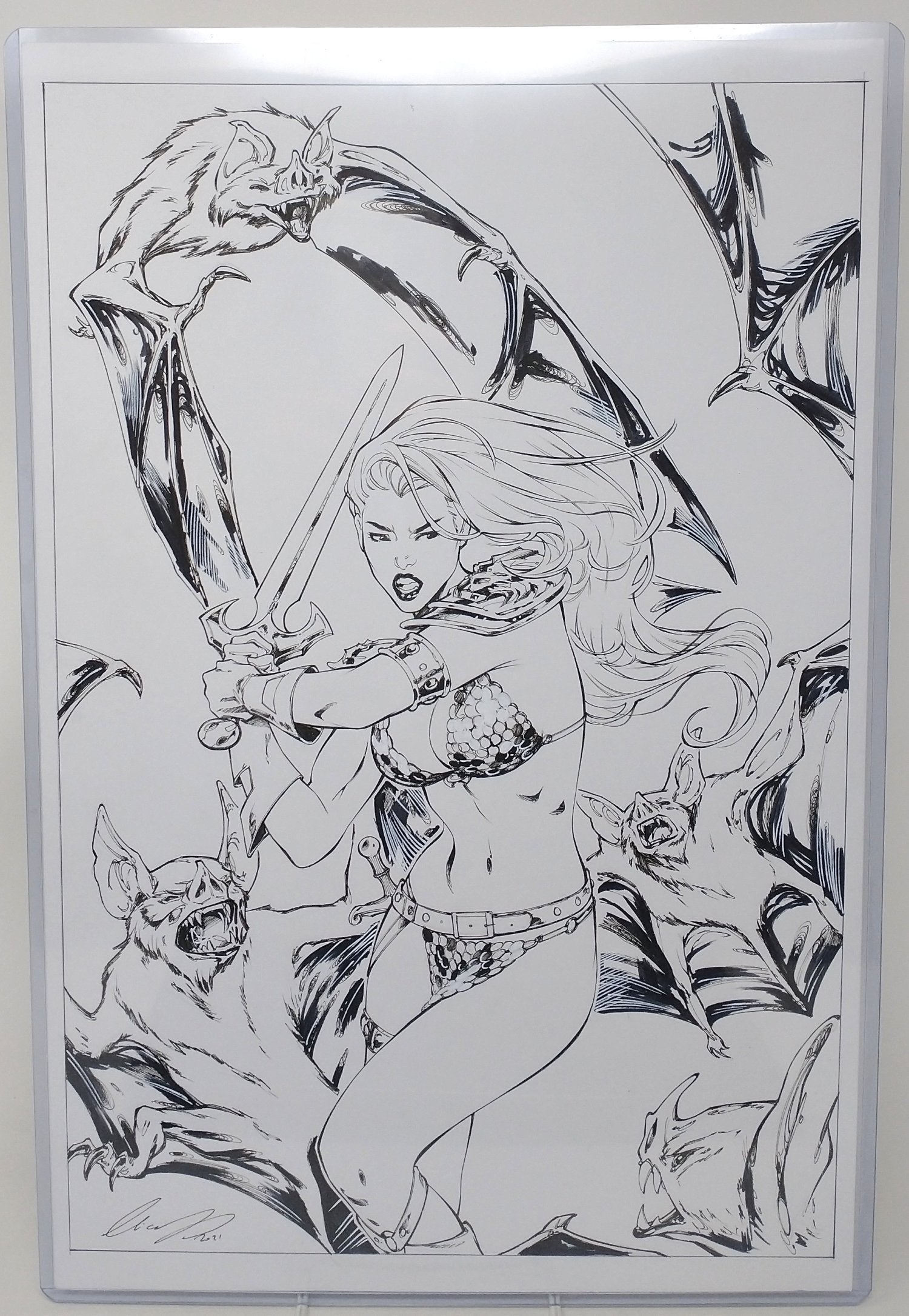 RED SONJA ORIGINAL ART SKETCH BY ELIAS CHATZOUDIS