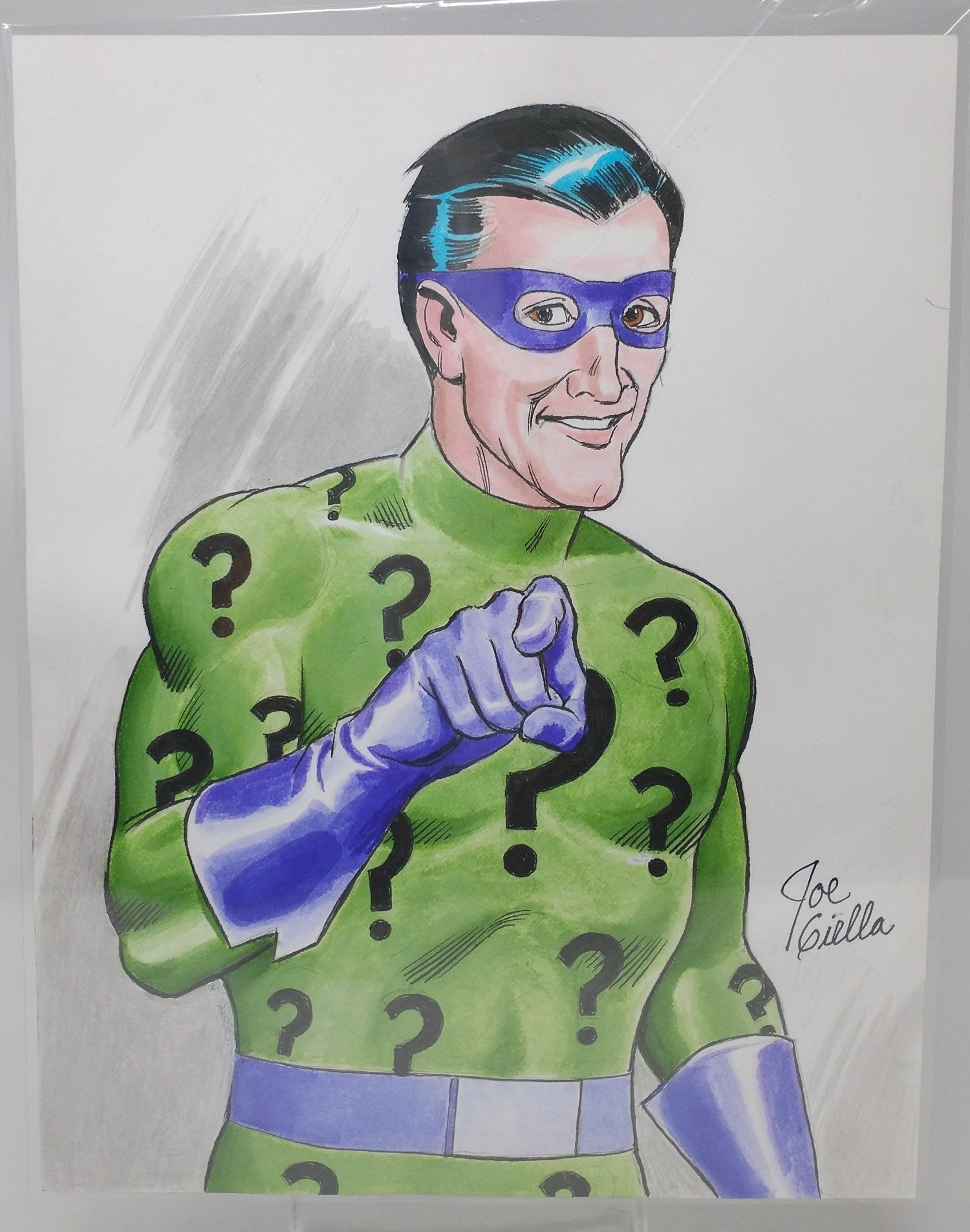 FULL COLOR RIDDLER ORIGINAL SKETCH BY JOE GIELLA