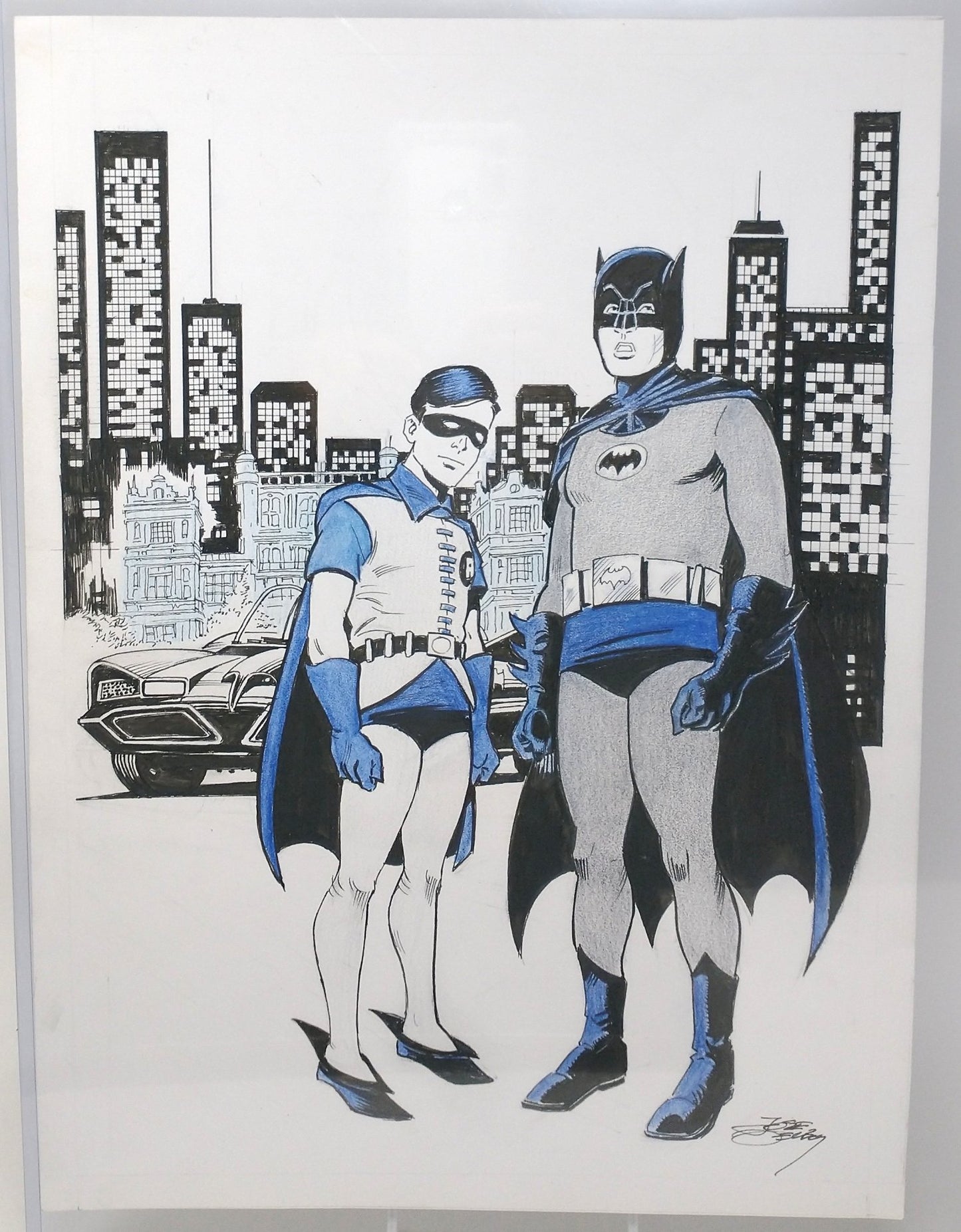 BATMAN & ROBIN ORIGINAL COLOR SKETCH BY JOSE DELBO