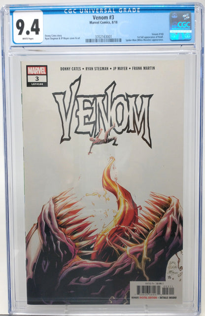 VENOM #3 - MARVEL 2018 - CGC 9.4 - 1ST FULL KNULL