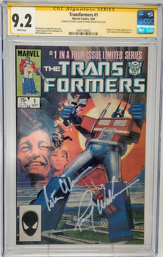 TRANSFORMERS #1 - MARVEL 1984 - CGC 9.2 - SIGNED BY CULLEN & WELKER, 1ST PRINT