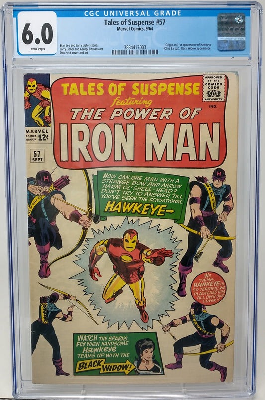 TALES OF SUSPENSE #57 - MARVEL 1964 - CGC 6.0 - 1ST HAWKEYE APPEARANCE
