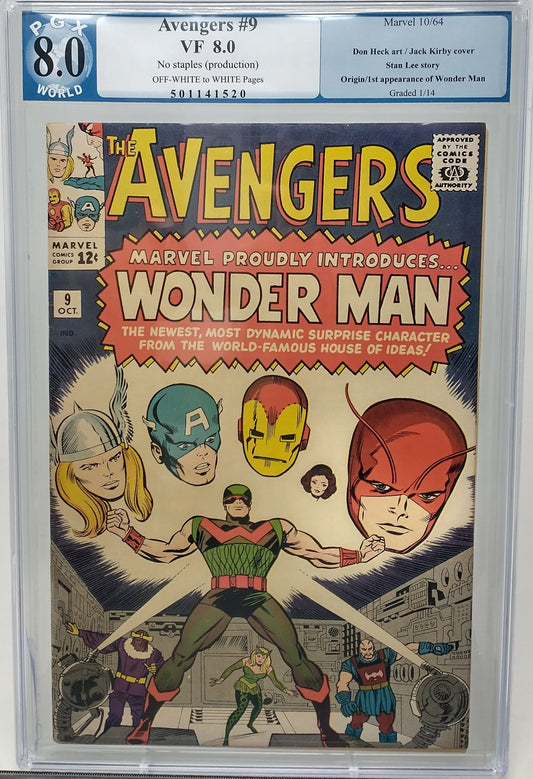 AVENGERS #9 - MARVEL 1964 - PGX 8.0 - 1ST WONDER MAN APPEARANCE