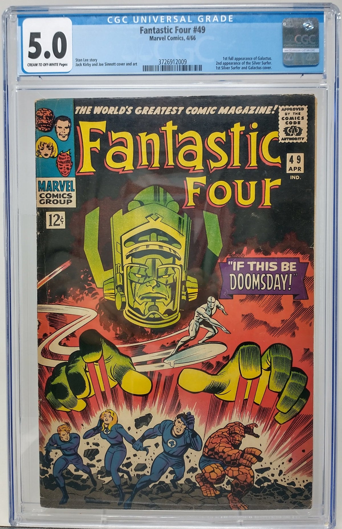 FANTASTIC FOUR #49 - MARVEL 1966 - CGC 5.0 - INTRO GALACTUS & 2ND SILVER SURFER