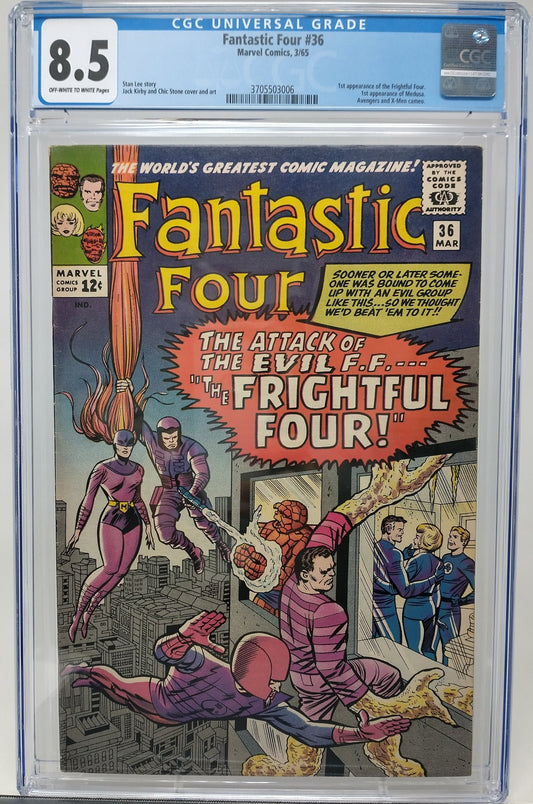 FANTASTIC FOUR #36 - MARVEL 1965 - CGC 8.5 - 1ST MEDUSA & FRIGHTFUL FOUR