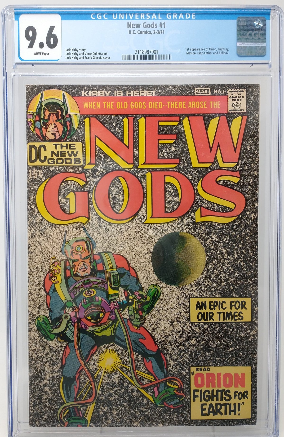 NEW GODS #1 - DC 1971 - CGC 9.6 - 1ST ORION, LIGHTRAY, METRON, HIGH-FATHER ADN KALIBAK