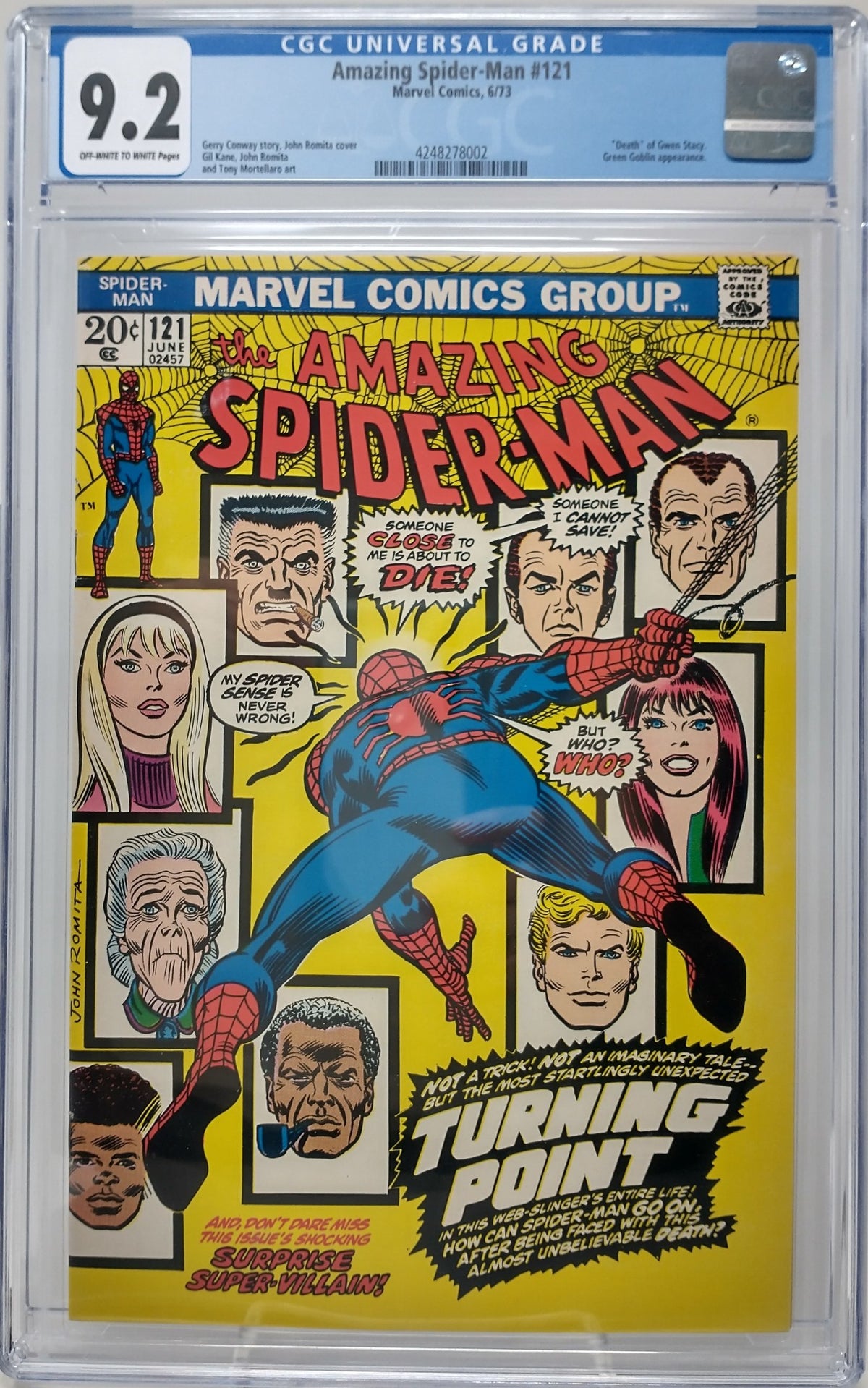 AMAZING SPIDER-MAN #121 - MARVEL 1973 - CGC 9.2 - DEATH OF GWEN STACY