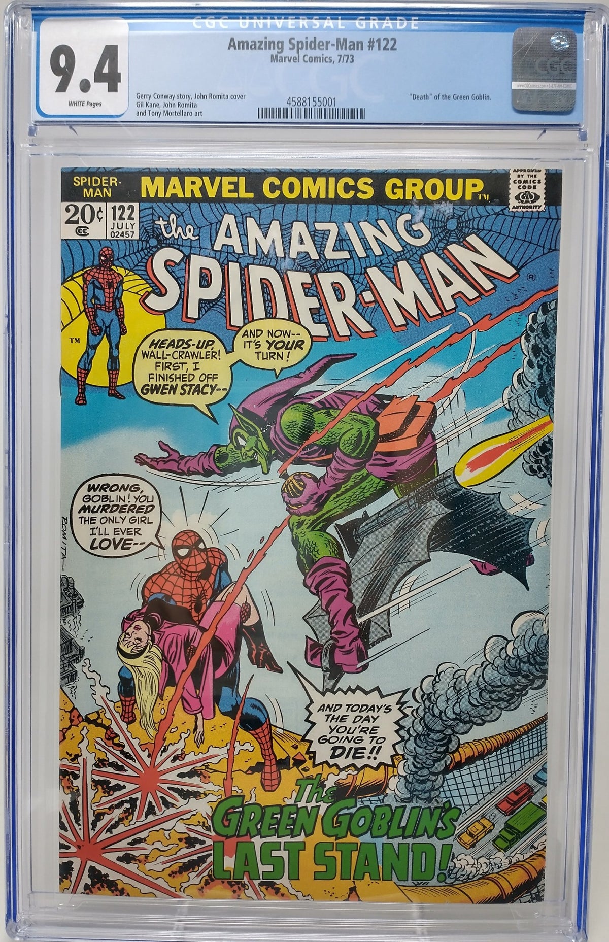 AMAZING SPIDER-MAN #122 - MARVEL 1973 - CGC 9.4 - DEATH OF GREEN GOBLIN