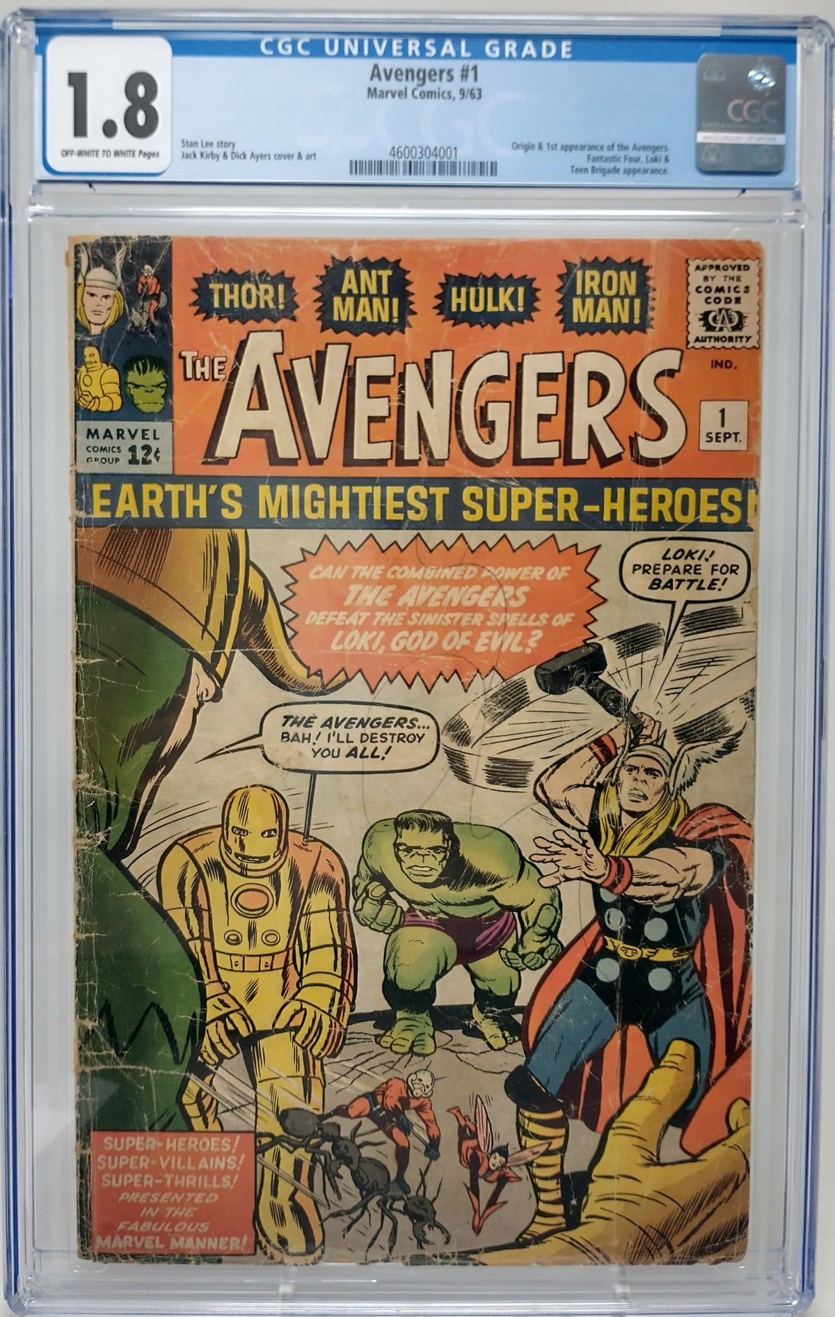 AVENGERS #1 - MARVEL 1963 - CGC 1.8 - 1ST AVENGERS APPEARANCE