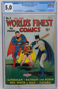 WORLD'S FINEST COMICS #3 ~ DC 1941 ~ CGC 5.0