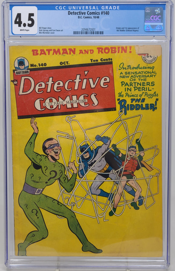 DETECTIVE COMICS #140 ~ DC 1948 ~ CGC 4.5 ~ 1ST RIDDLER