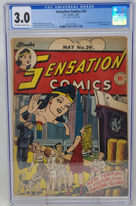 SENSATION COMICS #29 ~ DC 1944 ~ CGC 3.0 ~ 1ST SUPERMAN PUBLICATION 10C LOGO