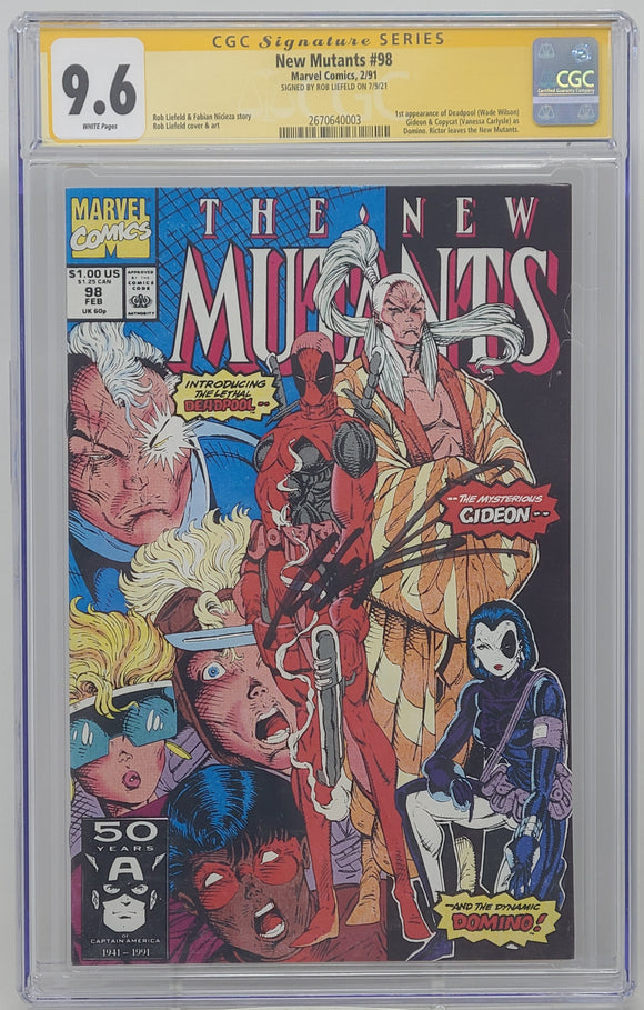 THE NEW MUTANTS #98 ~ MARVEL 1991 ~ CGC 9.6 ~ ROB LIEFELD SIGNED