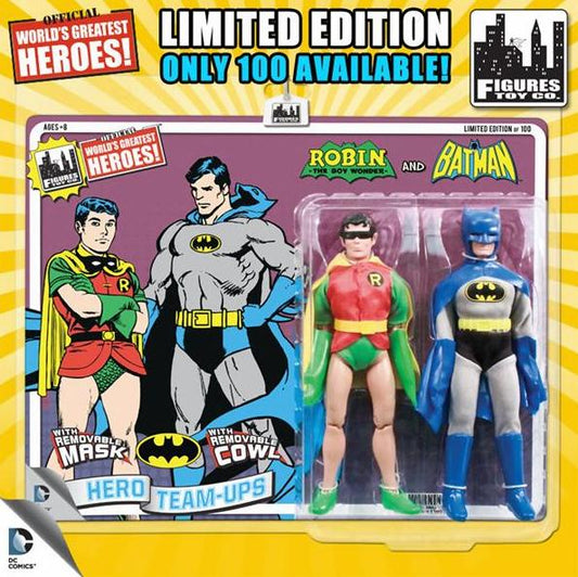 2-PACK DC RETRO BATMAN / ROBIN REMOVABLE COWL 8IN AF