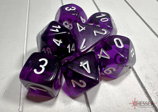 CHX TRANSLUCENT 7 DIE PURPLE / WHITE DICE REVISED