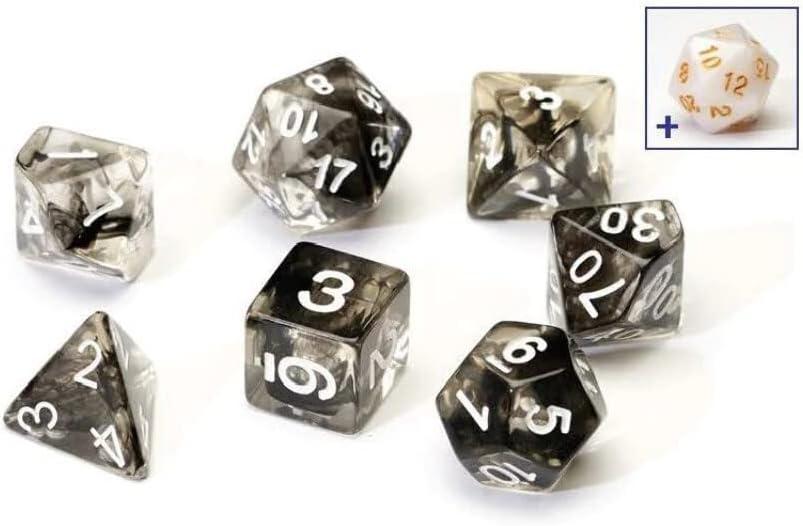 RPG Dice Set 7: Black Cloud Transparent Resin