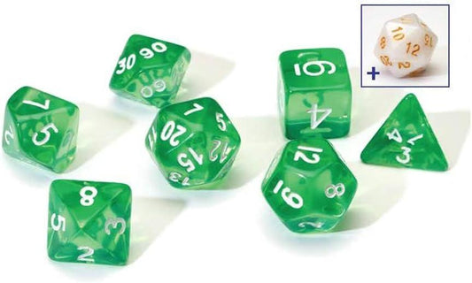 RPG Dice Set 7: Translucent Green Resin