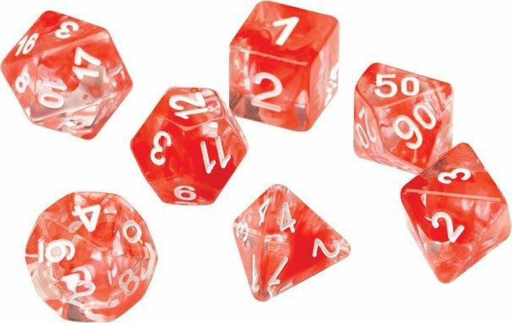 RPG Dice Set 7: Red Cloud Transparent Resin