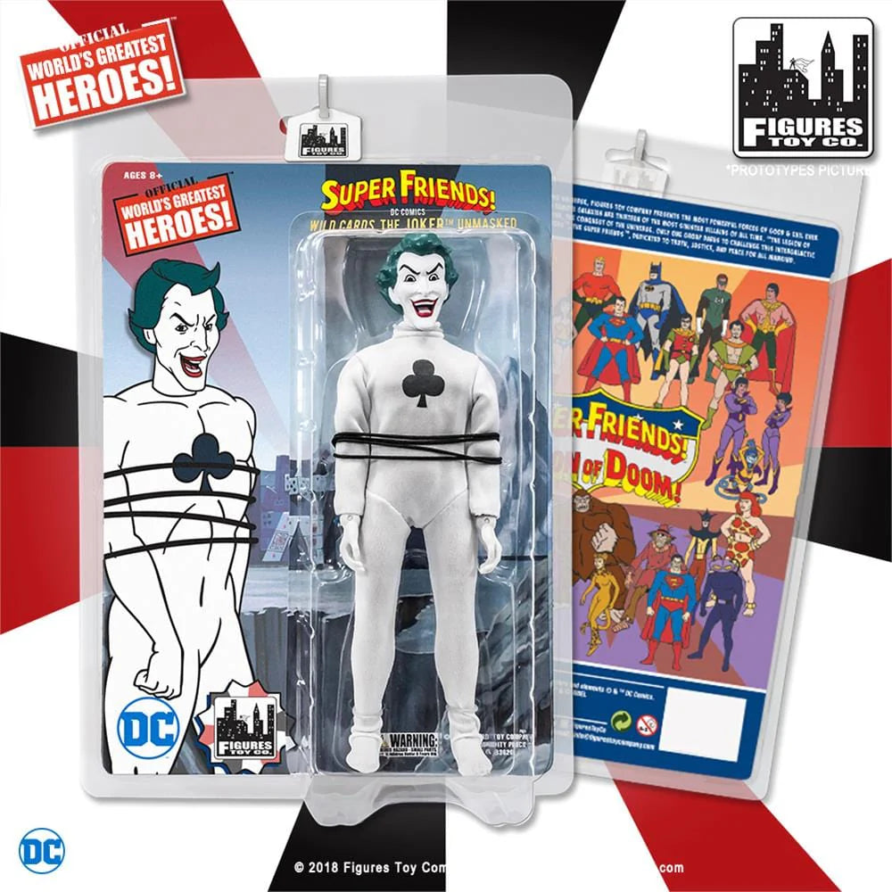SUPER FRIENDS RETRO JOKER WILD CARDS UNMASKED 8IN AF